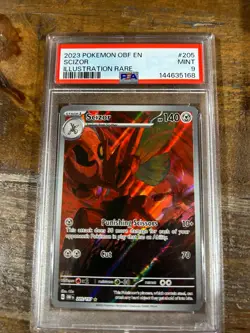 Pokemon 2023 Obsidian Flames Illustration Rare SCIZOR #205 PSA 9 Mint RARE - Image 1