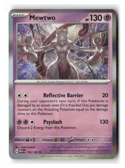 Mewtwo 150/165 Rare 151 Pokemon Holo Near Mint - Image 1