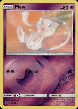 Mew 32/68 Rare Hidden Fates Pokemon Reverse Holo - Image 1