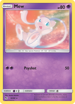 Mew 32/68 Rare Hidden Fates Pokemon Reverse Holo - Image 3