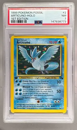 1999 Pokemon Fossil 1st Edition 2 Articuno Holo PSA 7 147838773 - Image 1