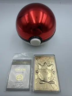 1999 Pokemon Togepi 23K Gold Plated Card w/ COA Certificate + Pokeball - Image 1
