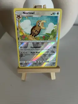 Pokemon Sun & Moon Burning Shadows TCG Card REVERSE HOLO Noctowl 107/147 - Image 1