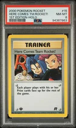 Here Comes Team Rocket! Holo 15/82 PSA 8 - 2000 Pokemon 1st Edition - Image 1