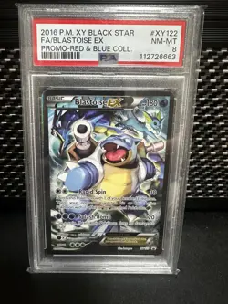 2016 Pokemon Blastoise XY122 Black Star Red & Blue Collection Promo PSA 8 - Image 1