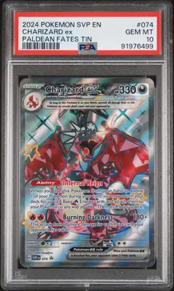 2024 Pokemon SVP EN Paldean Fates Tin #074 Charizard ex PSA 10 GEM MINT - Image 1