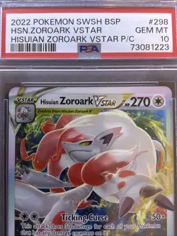 2022 Pokemon SWSH Black STAR Promo Hisuian Zoroark VSTAR SWSH298 PSA 10 GEM MT - Image 3