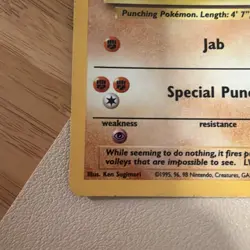 Pokemon Hitmonchan 7/102 WotC Base Set Unlimited Holo Rare - MP - Image 2