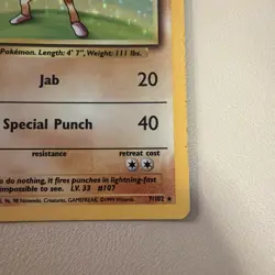 Pokemon Hitmonchan 7/102 WotC Base Set Unlimited Holo Rare - MP - Image 3