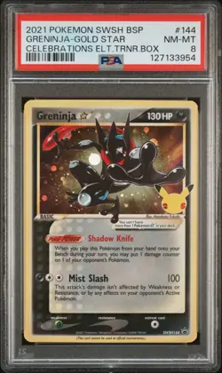 PSA 8 2021 Pokemon SWSH BSP Greninja Gold Star Celebrations Etb Promo NM-MT #144 - Image 1