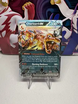 Pokemon Charizard ex 054/091 Paldean Fates Holo Rare Tera Dark NM - Image 1
