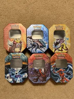 6x Pokemon TCG Vintage EMPTY Collector's Tins No Cards Black & White HGSS Era - Image 1