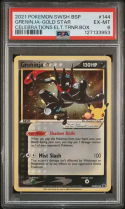 Pokemon Greninja Gold Star Celebrations SWSH144 BSP PSA 6 NM - Image 1