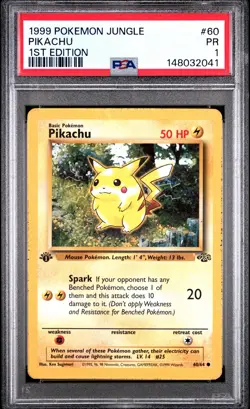 1999 POKEMON JUNGLE 1ST EDITION #60 PIKACHU PSA 1 - Image 1