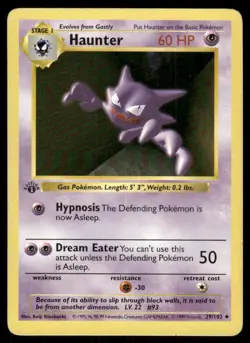 Pokemon Cards Haunter 29/102 1st Edition Base Set Shadowless WOTC Uncommon MP - Image 1