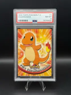 1999 TOPPS POKEMON TV #4 CHARMANDER PSA 8 - Image 1