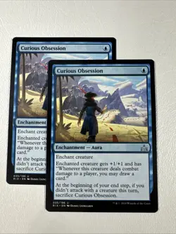 X2 Curious Obsession NM Rivals of Ixalan Regular #135 MTG Magic The Gathering - Image 1