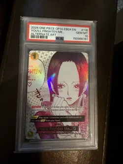 Namco You'll Frighten Me... Alternate Art Foil Rare OP14-118 Azure Sea PSA 10 - Image 1