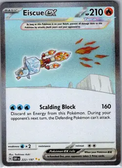 Eiscue ex 222/197 SIR SV03: Obsidian Flames - Pokemon Card - NM - Image 1