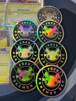 Pokemon TCG Pikachu 051/162 30th Anniversary | Lot of 7 Cards and 7 Coins - Image 2