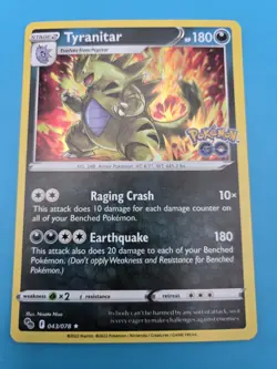 Pokemon SWSH 2022 Tyranitar Holo Rare Card #043/078 Pokemon Go - Image 1