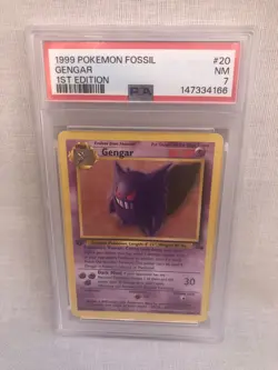 PSA 7 WOTC 1999 1st Edition Fossil Gengar 20/62 Non Holo Rare Card NM - Image 1