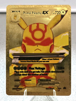 Pokemon Mega Primal Pikachu EX 720hp Gold Foil Fan Art Collector Card TCG - Image 1