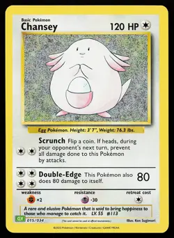 Chansey 015/034 Holo Trading Card Game Classic Pokemon Card - Image 1