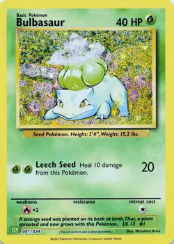 POKEMON Bulbasaur #001/034 Holo Trading Card Game Classic NM - Image 1