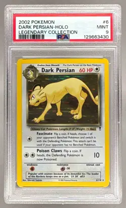 2002 Pokemon Legendary 6 Dark Persian PSA 9 129663430 - Image 1