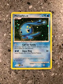 Pokemon TCG Cards Manaphy 9/130 Diamond & Pearl Holo Rare * Holo Bleed + Swirl * - Image 1