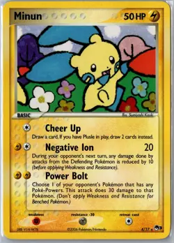 Minun 4/17 Rare POP Series 3 Pokemon Holo Moderately Played - Image 1