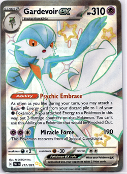 Pokemon TCG Gardevoir ex 217/091 Paldean Fates Full Art Holo Rare Lightly Played - Image 1