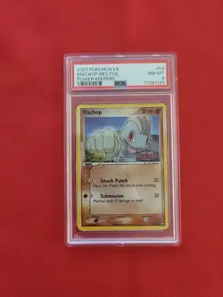 Pokemon: Machop #53/108 Reverse Holo EX Power Keepers 2007 Vintage - PSA 8 - E33 - Image 1