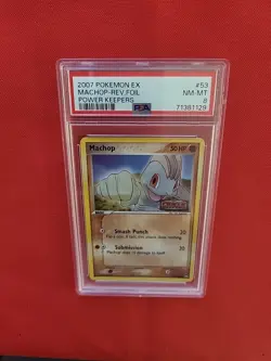 Pokemon: Machop #53/108 Reverse Holo EX Power Keepers 2007 Vintage - PSA 8 - E33 - Image 4