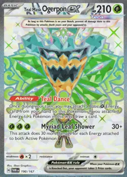 Teal Mask Ogerpon ex 190/167 Ultra Rare Twilight Masquerade Pokemon Holo NM - Image 1