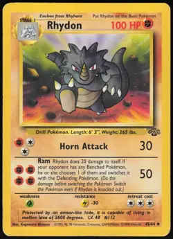 Rhydon 45/64 Uncommon Jungle Pokemon Unlimited Moderately Played - Image 1