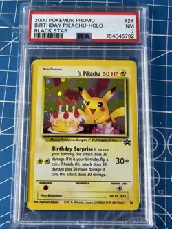 Pokemon - Happy Birthday Pikachu Black Star Promo 24 PSA 7 English Original Holo - Image 1