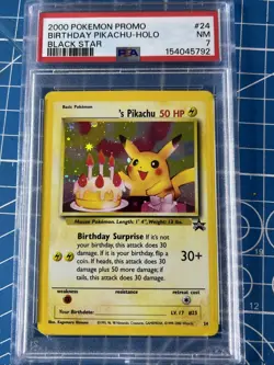 Pokemon - Happy Birthday Pikachu Black Star Promo 24 PSA 7 English Original Holo - Image 2