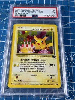Pokemon - Happy Birthday Pikachu Black Star Promo 24 PSA 7 English Original Holo - Image 3