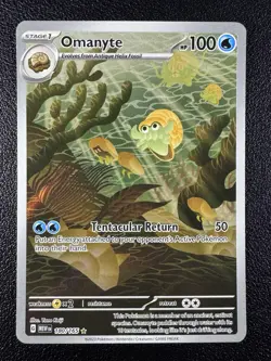 Pokemon Omanyte Illustration Rare IR Full Art Holo 180/165 SV 151 - Image 1