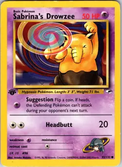 Sabrina's Drowzee 092/132 Gym Heroes Pokemon MP 1st Edition - Image 1
