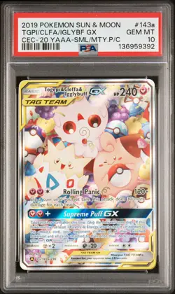 2019 POKEMON SUN & MOON COSMIC ECLIPSE TOGEPI & CLEFFA & IGGLYBUFF GX PSA 10 - Image 1