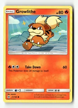 Growlithe 21/149 Common SM Base Set Pokemon Near Mint - Image 1