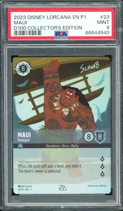 Disney Lorcana #23 Maui Demigod D100 Collector's Edition PSA 9 - Image 1