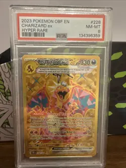🔥Charizard EX Hyper RARE Pokemon Card PSA 8 NM-MT Obsidian Flames #228/197 2023 - Image 1