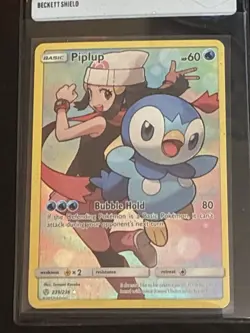 Pokemon TCG Piplup Holo Secret Rare Card Sun & Moon Cosmic Eclipse 239/236 - Image 1