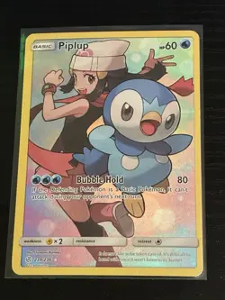 Pokemon TCG Piplup Holo Secret Rare Card Sun & Moon Cosmic Eclipse 239/236 - Image 2