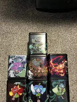 Pokemon TCG EMPTY Tin Lot Of 10 Storage Tins, Stack Em High Tins & Mini Tins - Image 2