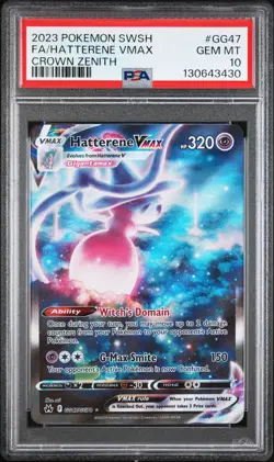 2023 POKEMON SWORD & SHIELD CROWN ZENITH #GG47 FULL ART/HATTERENE VMAX PSA 10 - Image 1